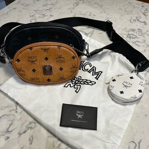 Limited Edition color blocked MCM Crossbody with multiple attachments